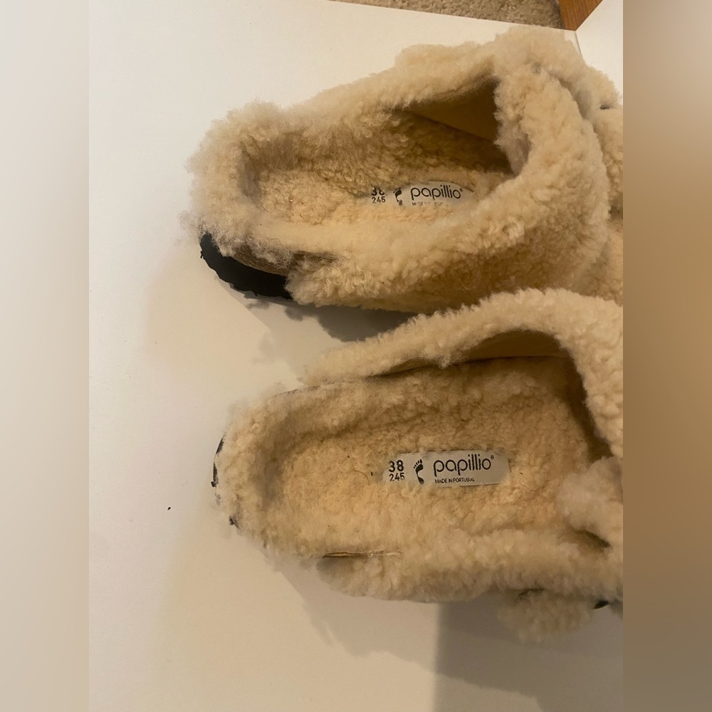 Papillio Birkenstock sterling platform Cream Fuzzy arizonas - Picture 2 of 3